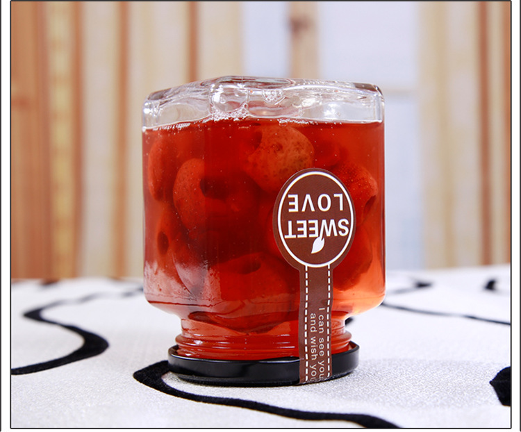 Food Grade Clear Square 250ml 350ml Glass Honey Jar Jam Jar Candy Jar with Metal Lid