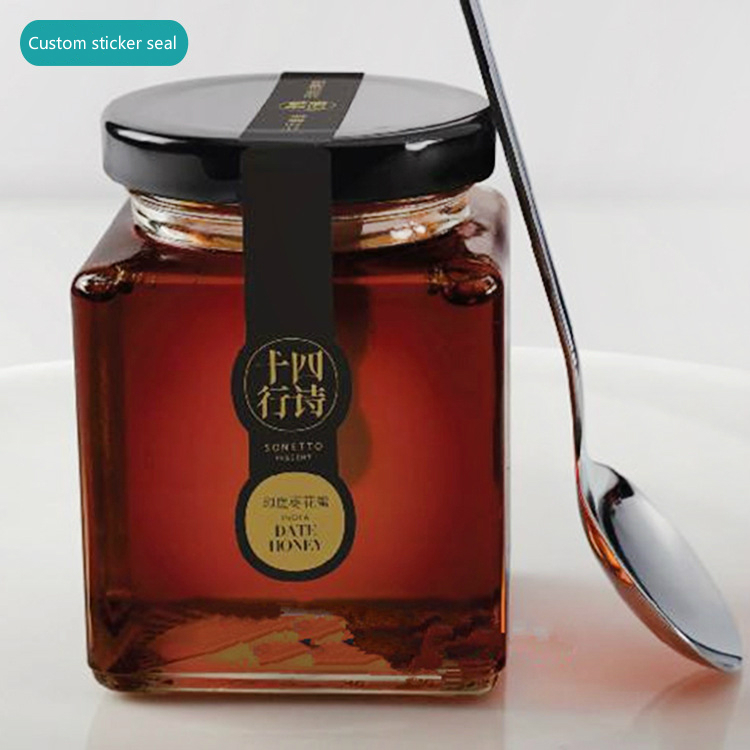 Food Grade Clear Square 250ml 350ml Glass Honey Jar Jam Jar Candy Jar with Metal Lid