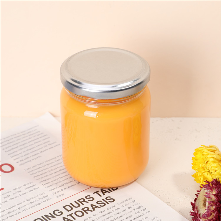 Food Grade Custom 240ml Glass Round Storge Spice Food Honey Jar With Silver Gold Black Cap