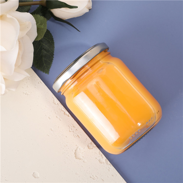 Food Grade Custom 240ml Glass Round Storge Spice Food Honey Jar With Silver Gold Black Cap