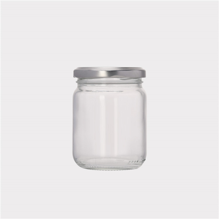 Food Grade Custom 240ml Glass Round Storge Spice Food Honey Jar With Silver Gold Black Cap