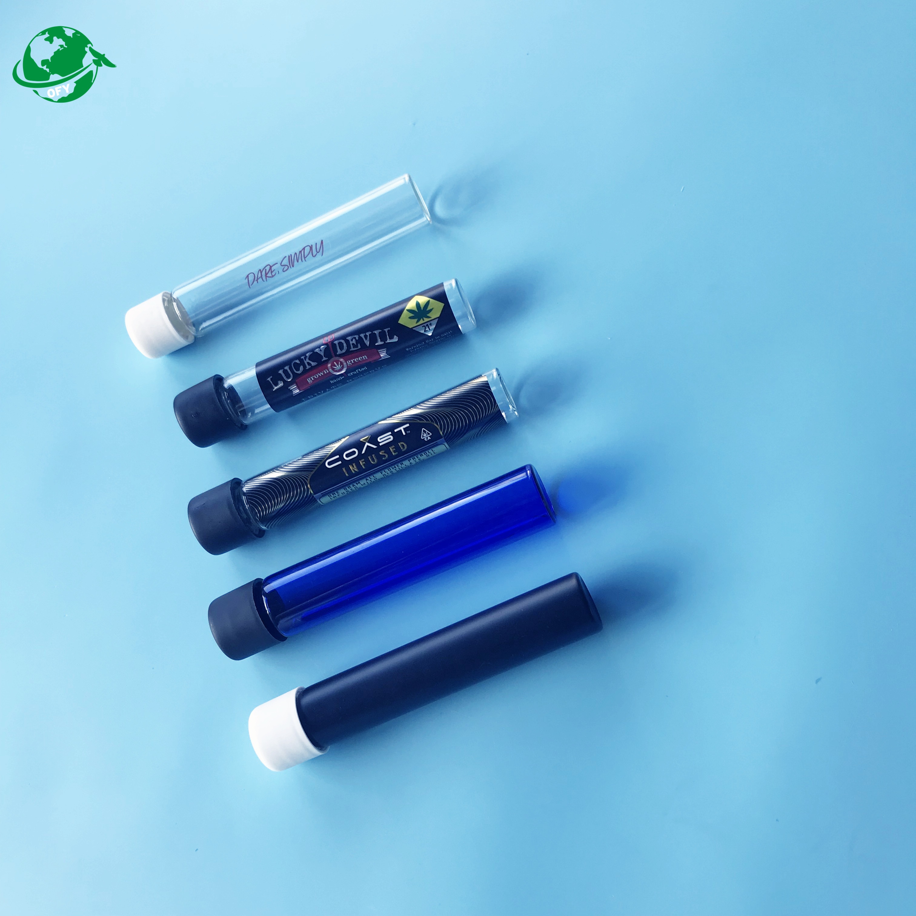 Food Grade Glass Pre roll Joint Tube With Child Resistant Cap 116mm 120mm