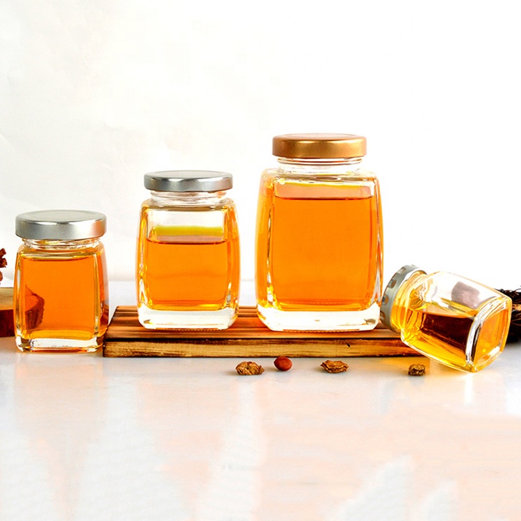 Food Grade Mini Square Honey Jelly Jars Container With Golden Lid