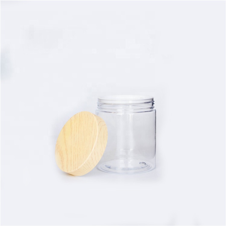 Food Grade Pet Wide Mouth Jar With Plastic Wood Lid