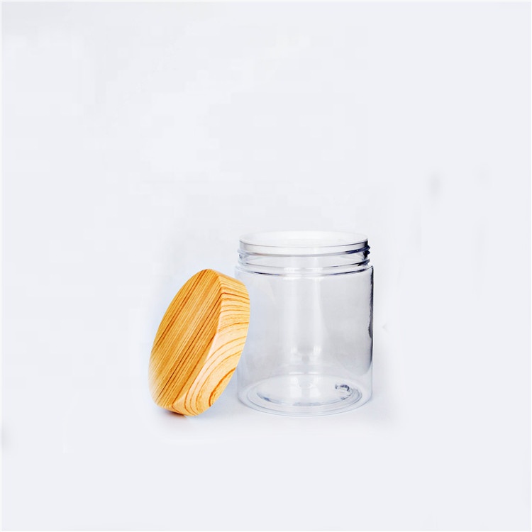 Food Grade Pet Wide Mouth Jar With Plastic Wood Lid