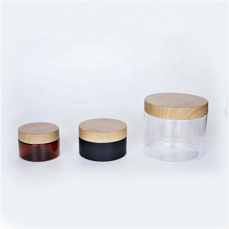 Food Grade Pet Wide Mouth Jar With Plastic Wood Lid