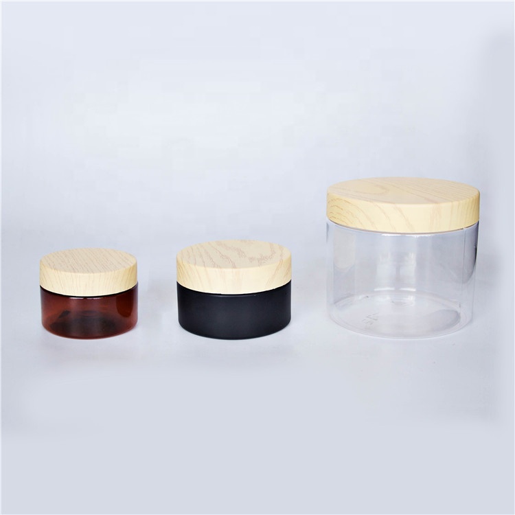 Food Grade Pet Wide Mouth Jar With Plastic Wood Lid