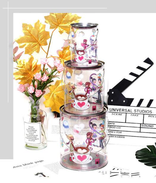 Food-Grade Plastic Hand-held Cereal Storage Containers 3 Pieces Set For Candy Grains Snacks Nuts As Gift Box