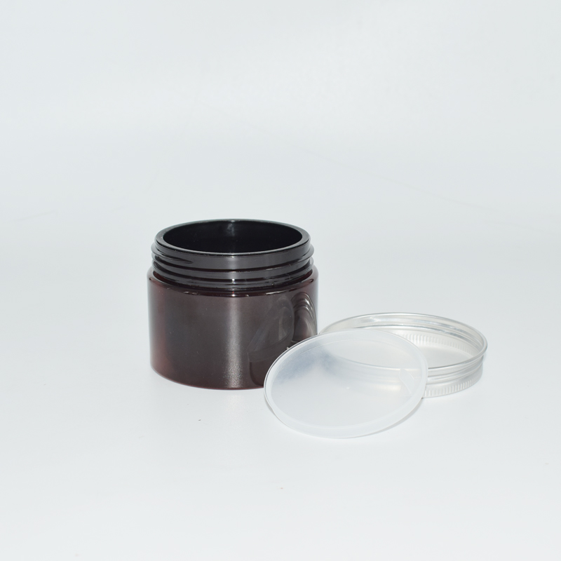 Food Grade Plastic PET Amber 250g Jars with screw plastic lid for foods Cosmetics packing bpa free, 8oz PET jar