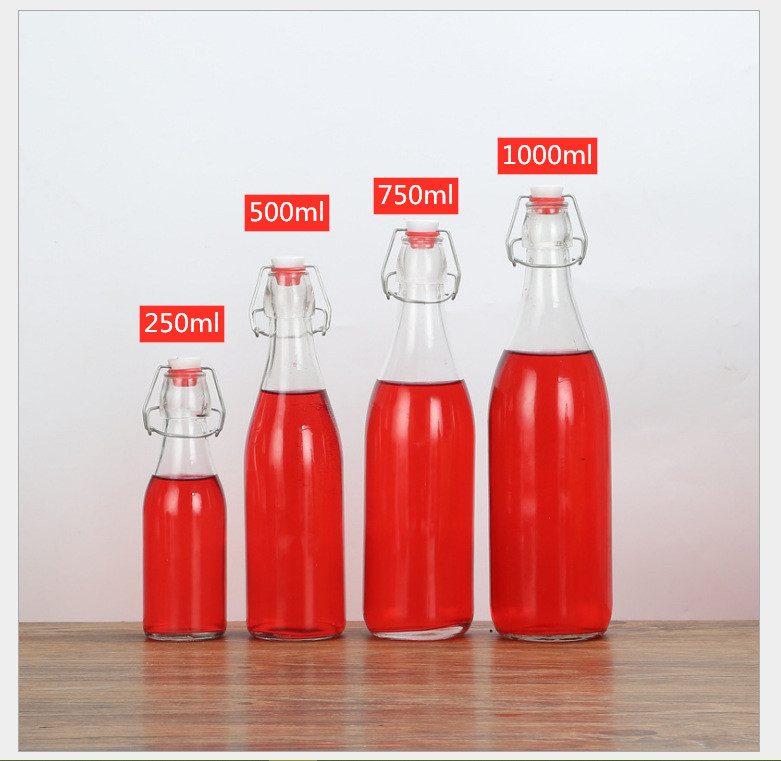 Food Grade Wholesale Price Swing Clip Top Clear Sealed Glass Storage Bottles for Sauce