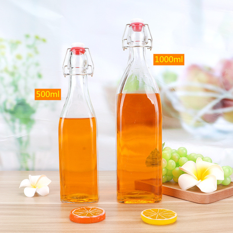 Food Grade Wholesale Price Swing Clip Top Clear Sealed Glass Storage Bottles for Sauce