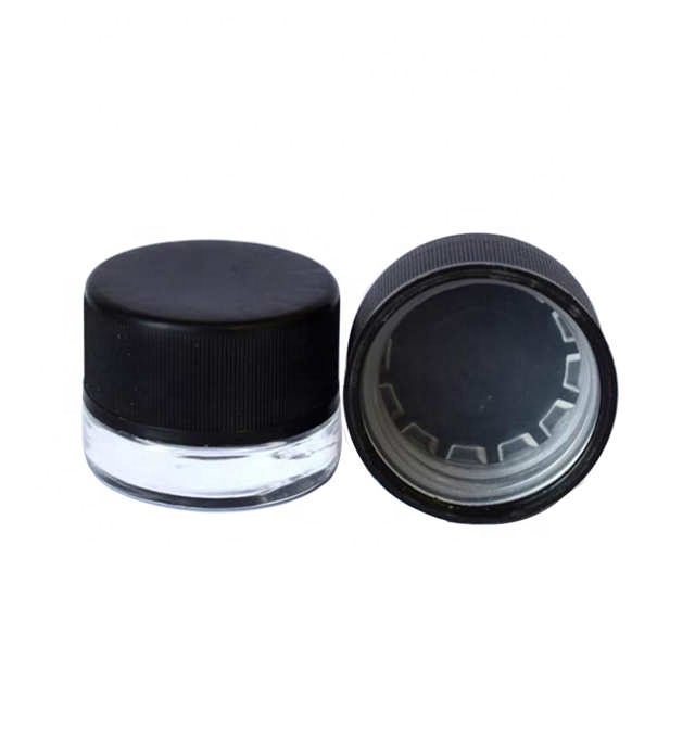 Food Grade child resistant 5ml glass Concentrate jar with Black Lid Air tight container for medical oils rosins waxes