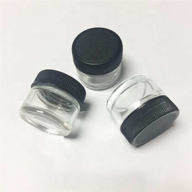 Food Grade child resistant 5ml glass Concentrate jar with Black Lid Air tight container for medical oils rosins waxes