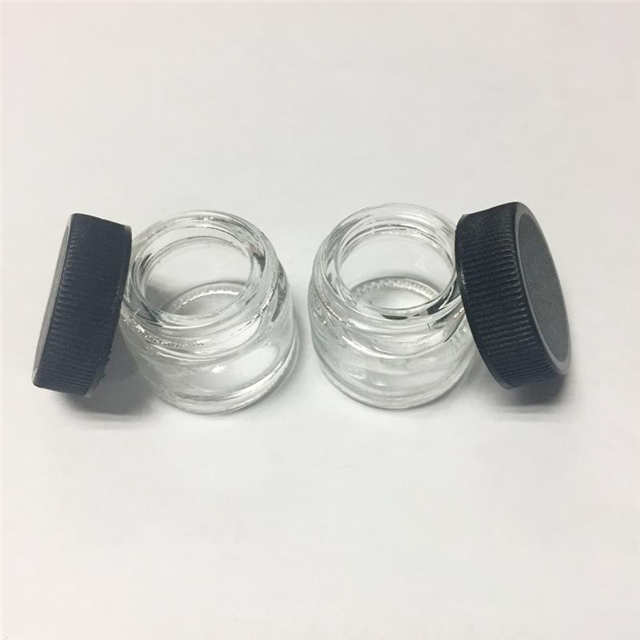 Food Grade child resistant 5ml glass Concentrate jar with Black Lid Air tight container for medical oils rosins waxes