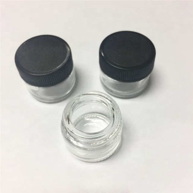 Food Grade child resistant 5ml glass Concentrate jar with Black Lid Air tight container for medical oils rosins waxes