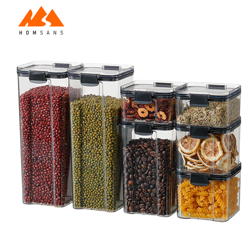 Food Jars Sets Containers Clear Plastic Container Set Airtight Kitchen Drawer Organizer Bins Pantry Organization Storage Bottles