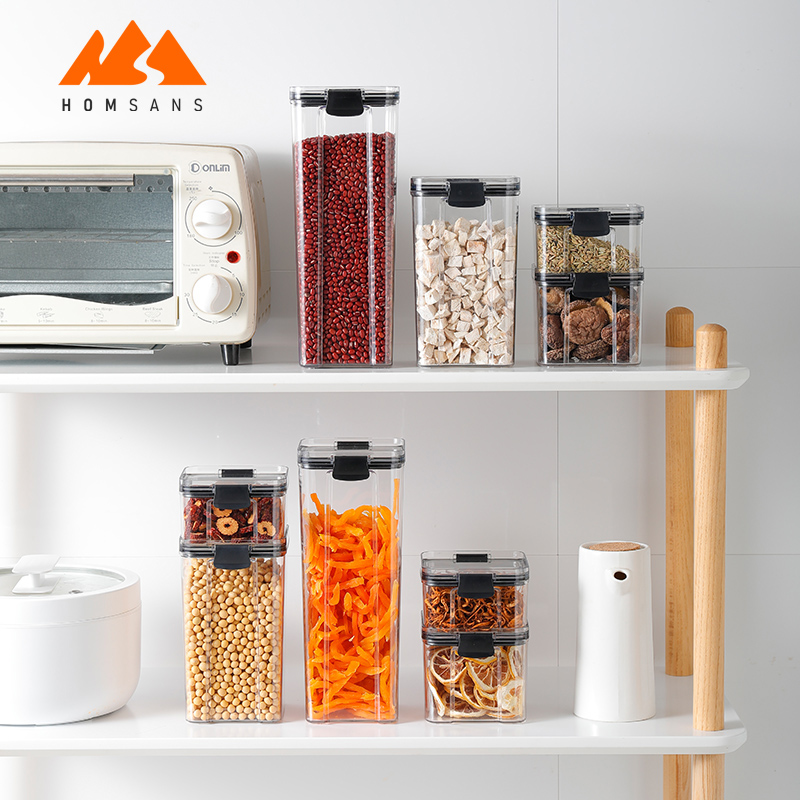 Food Jars Sets Containers Clear Plastic Container Set Airtight Kitchen Drawer Organizer Bins Pantry Organization Storage Bottles
