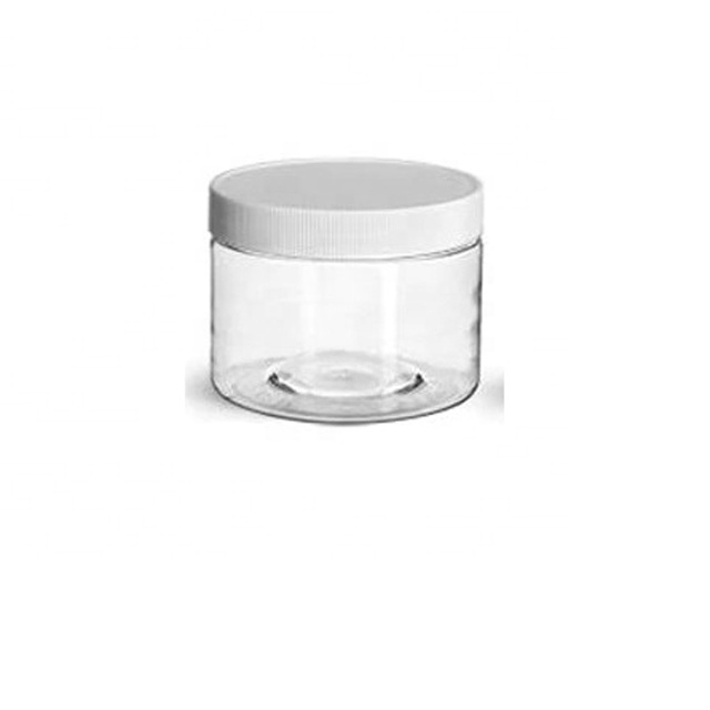 Food Jars Smooth Ribbed Lid Matched Clear Cylinder Pet Plastic 8 Oz Skin Care Cream