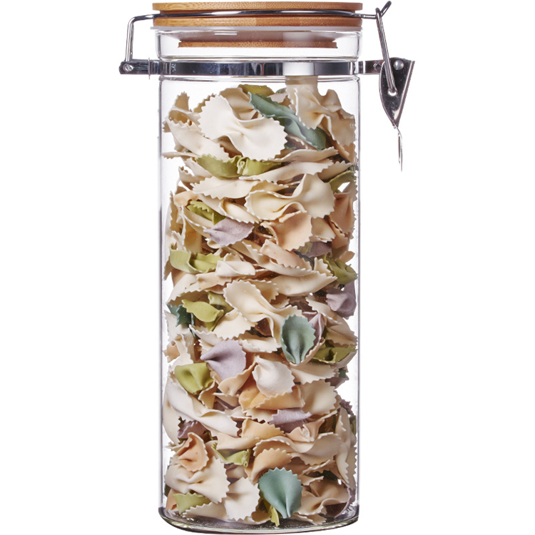 Food Packaging High Borosilicate Glass Containers Storage Jar With Bamboo Lid
