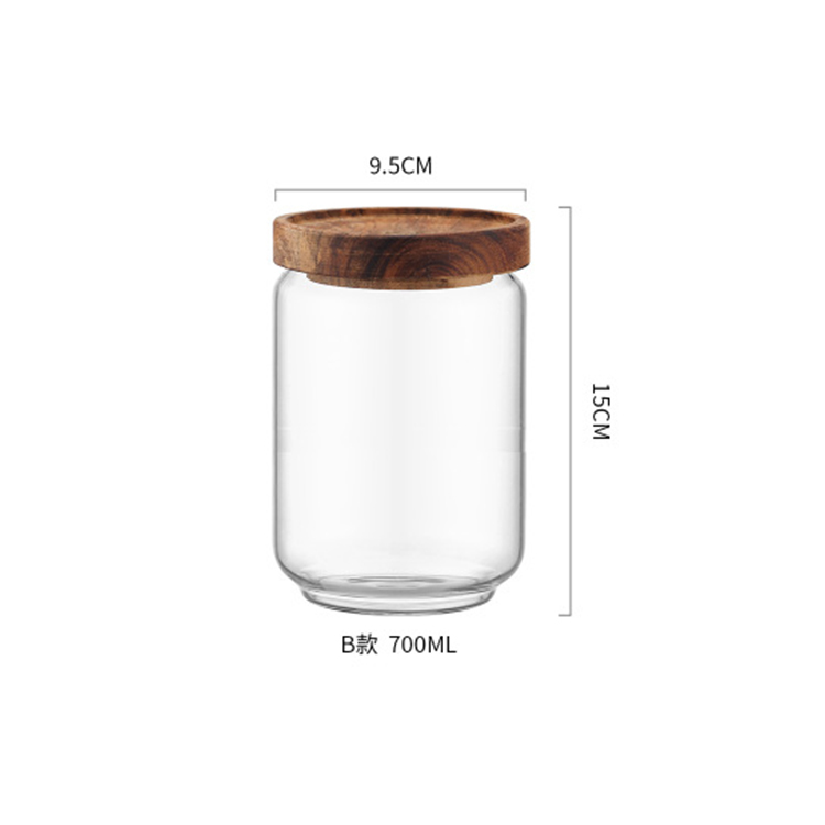 Food Preservative Jar Borosilicate Airtight Glass Jar Storage Container With Wooden Lids