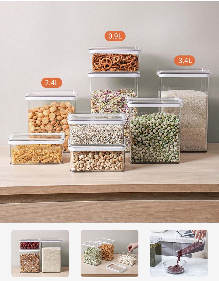 Food Safe Clear Air Tight Plastic Food Containers For Cereals Grains Nuts Dry Food Snacks Flour Kitchen And Pantry