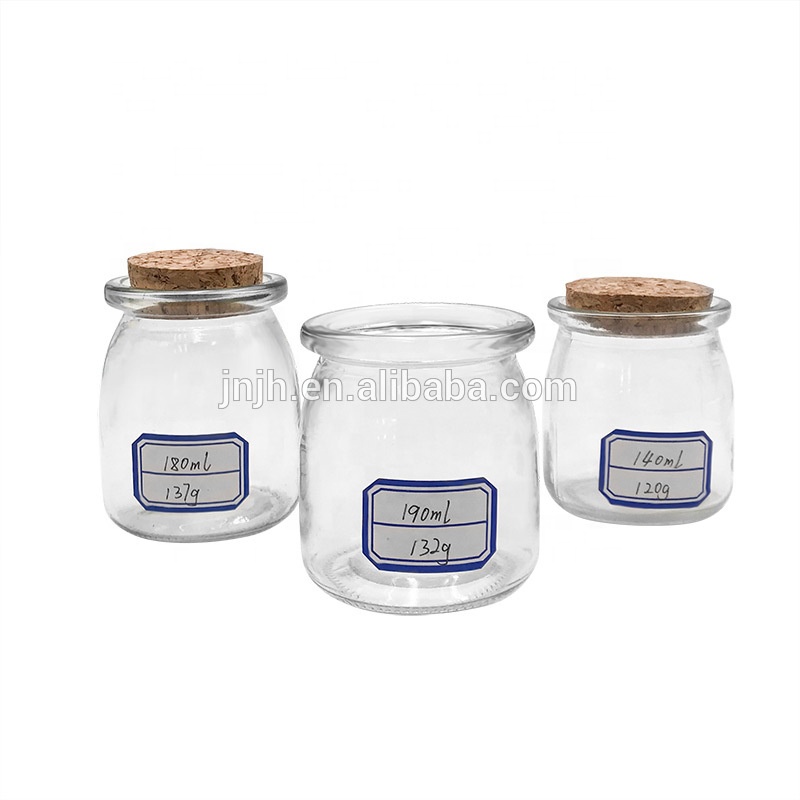 Food Safe Fancy Clear 150ml Pudding Glass Bottle Small Milk Bottle with Corks