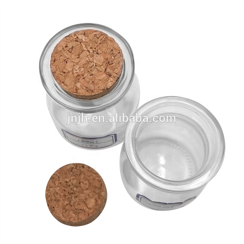 Food Safe Fancy Clear 150ml Pudding Glass Bottle Small Milk Bottle with Corks