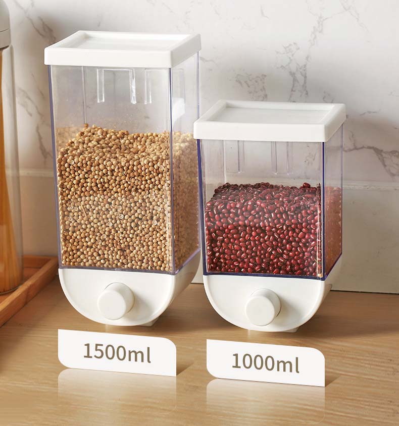 Food-Safe Large Wall Mounted ABS PS Plastic Cereal Containers 2 Pack For Grains Kitchen Spices Rice