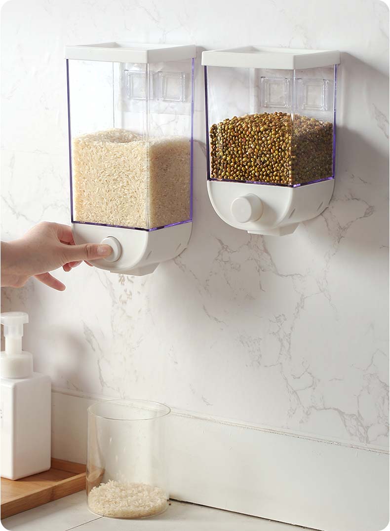 Food-Safe Large Wall Mounted ABS PS Plastic Cereal Containers 2 Pack For Grains Kitchen Spices Rice