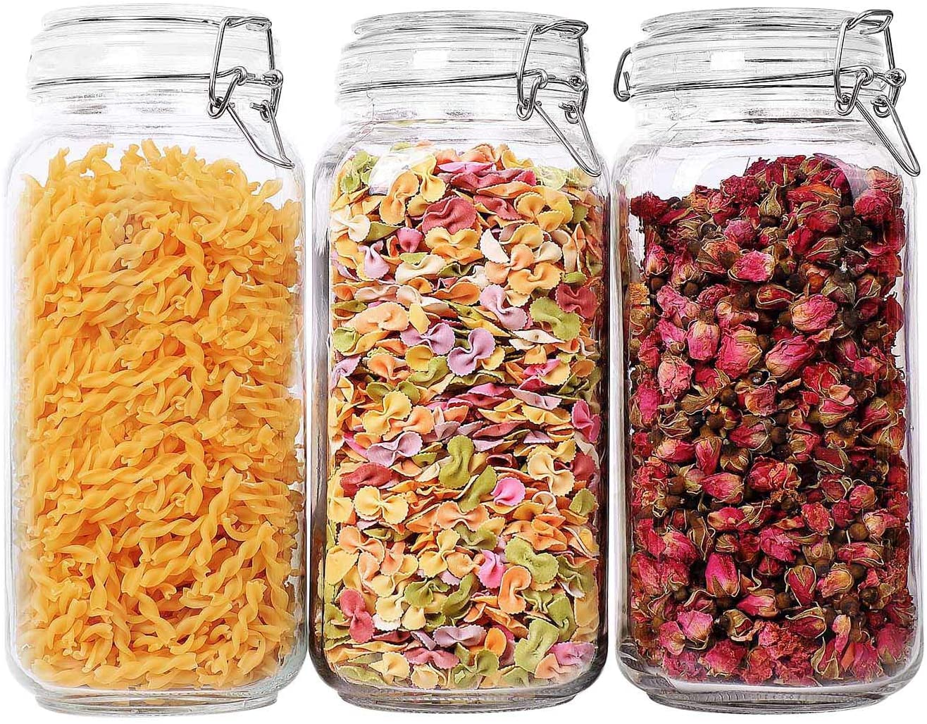 Food Storage Airtight Glass Food Canisters with Bamboo Lids Empty Glass Jars