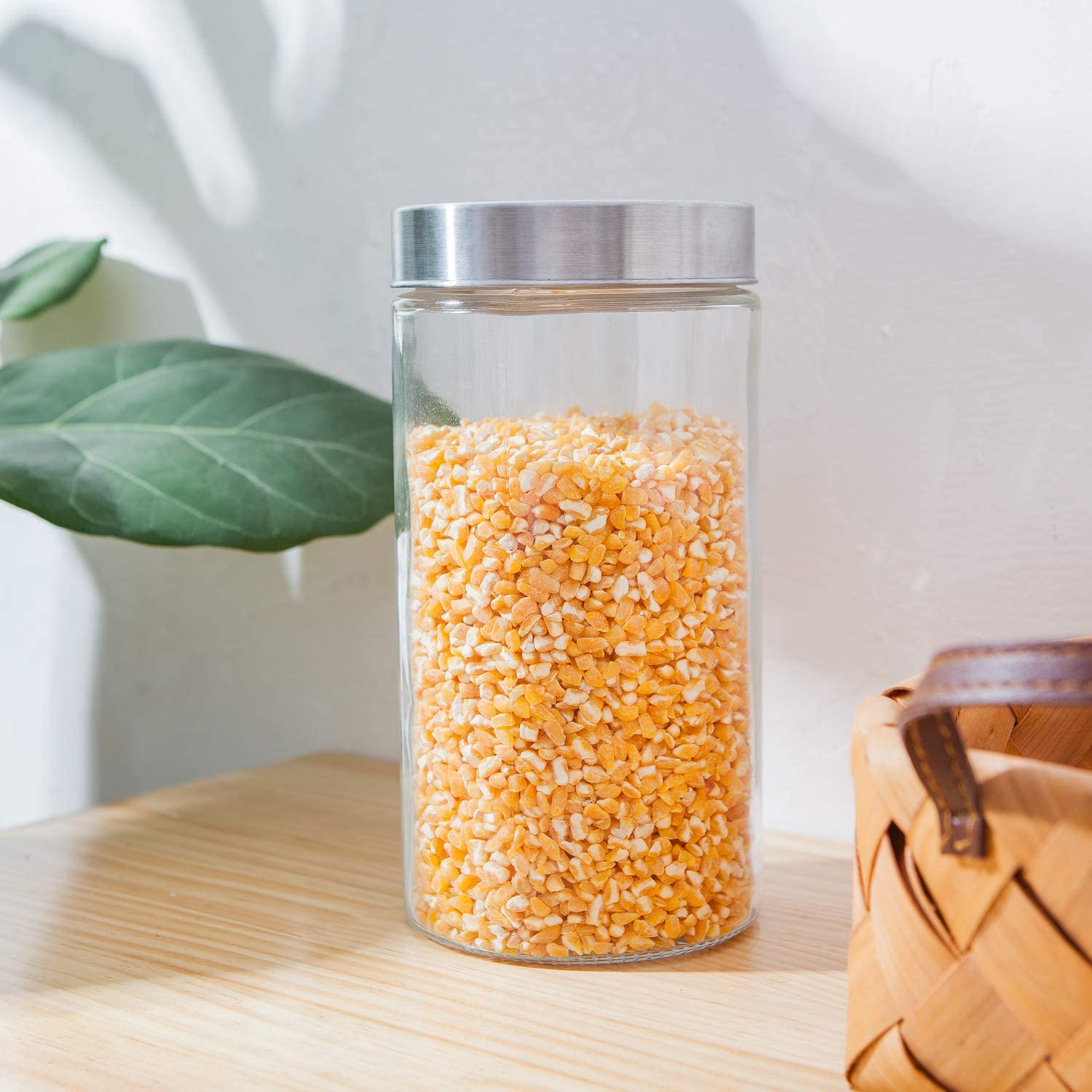 Food Storage Airtight Glass Food Canisters with Bamboo Lids Empty Glass Jars