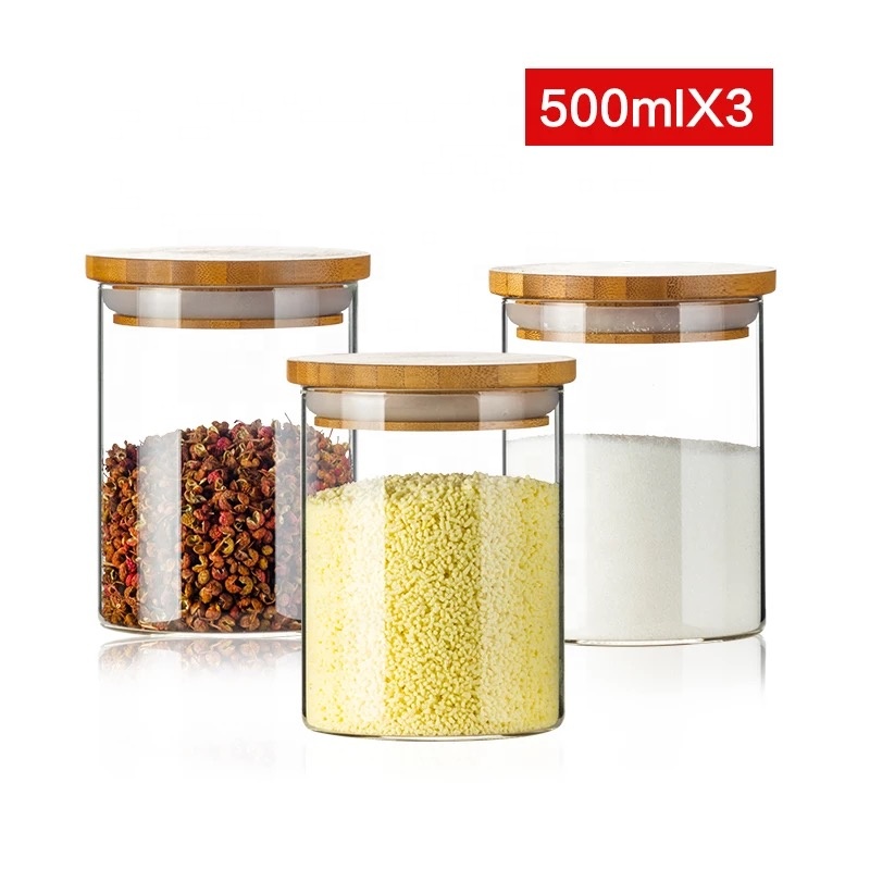 Food Storage Bottles high borosilicate Glass Jar Sealed Cans with bamboo cork Cover Glass food storage tank in stock GS-26K