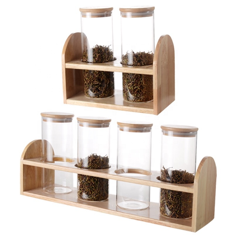 Food Storage Bottles high borosilicate Glass Jar Sealed Cans with bamboo cork Cover Glass food storage tank in stock GS-26K