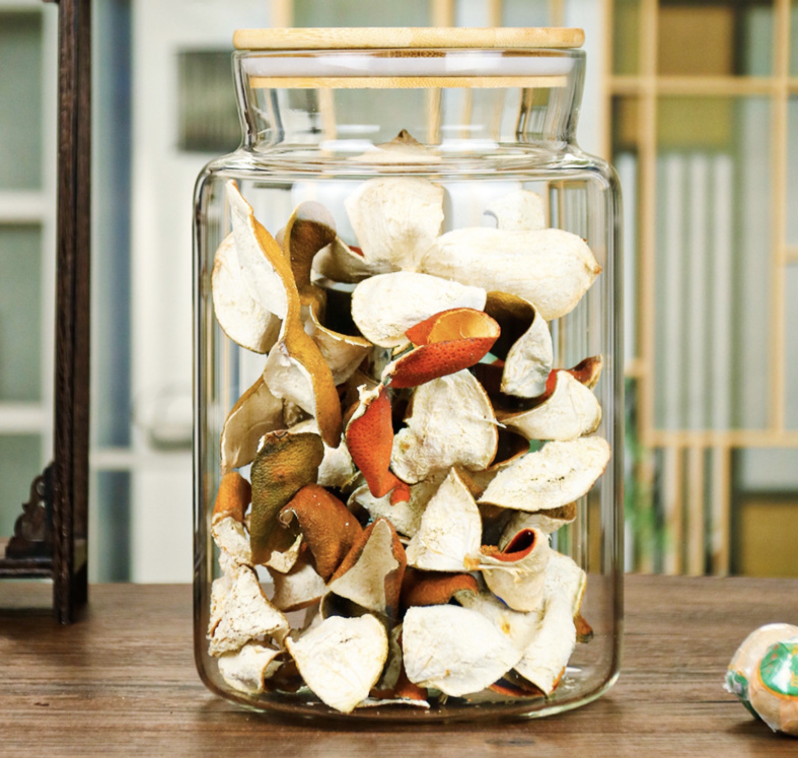 Food Storage Canister Airtight Round Bamboo Lid Glass Jar Pasta Glass Container With Wood Lid - Buy Glass Jar Bamboo Wooden Lid