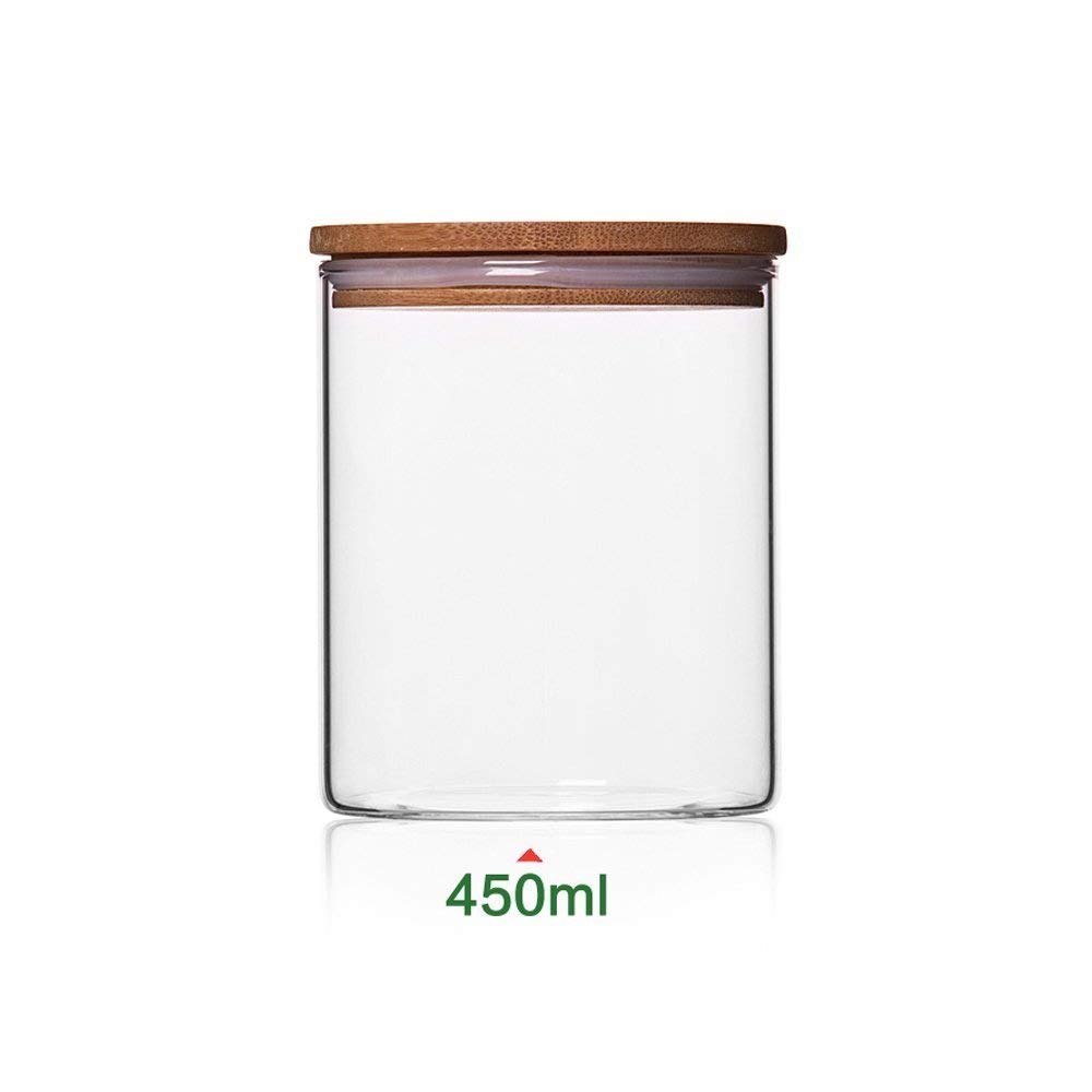 Food Storage Canister Clear Borosilicate Glass Jar With Wooden Lid