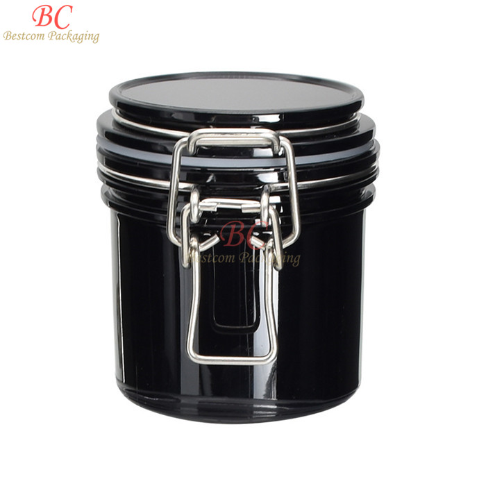 Food Storage Container Canister Candy 100ml 200ml 250ml 500ml hair mason black Airtight Jar with Stainless Steel Clamp Seal Lid
