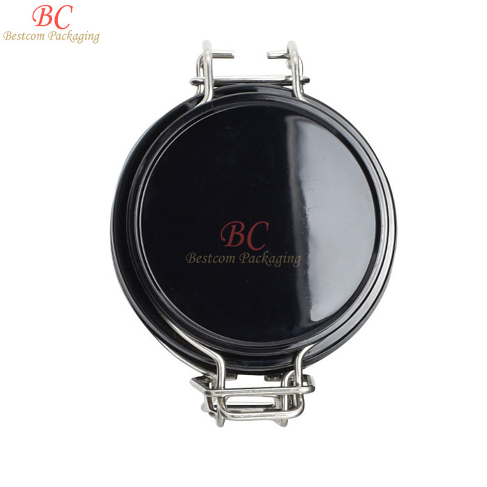 Food Storage Container Canister Candy 100ml 200ml 250ml 500ml hair mason black Airtight Jar with Stainless Steel Clamp Seal Lid
