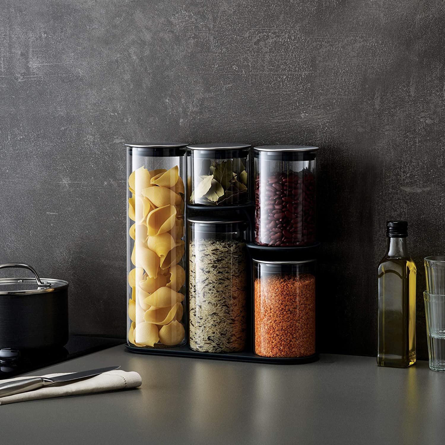 Food Storage Glass Jar Kitchen Storage Bottles Sealed Cans with Cover