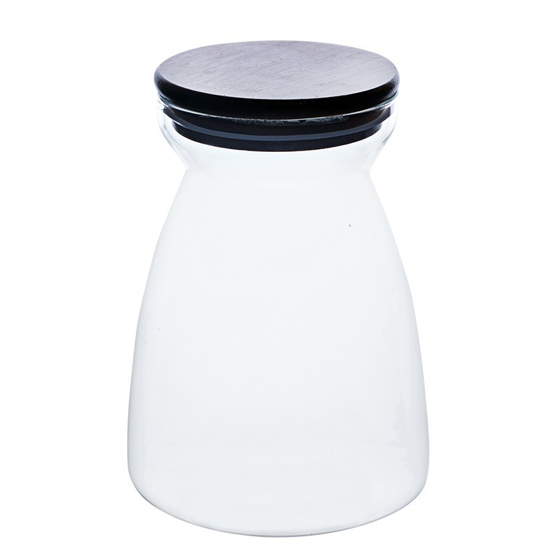 Food Storage Glass Jars Glass with Bamboo Lid and Silicone Ring