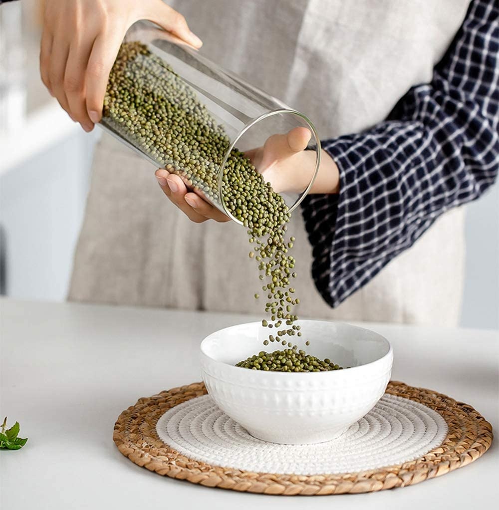 Food Storage Jar with Wooden Lid Glass Airtight Seal Clear Food Canister Serving high quality borosilicate glass storage jar