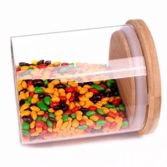 Food Tea Candy Cookies Food Airtight Storage Cylinder High Borosilicate Glass Jar With Bamboo Lid