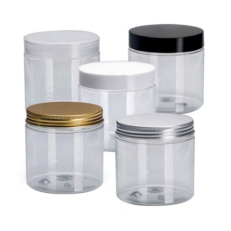 Food container 30ml 40ml 50ml 60ml 80ml 100ml 120ml 150ml 200ml 250ml 300ml 500ml 1L cosmetic PET plastic  jar with aluminum cap