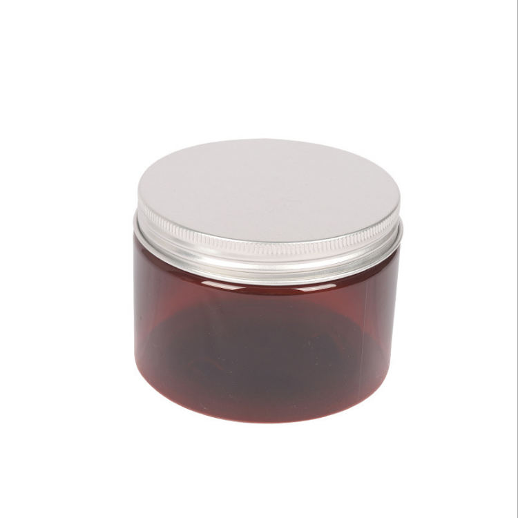 Food container 50 100 150 200 300 400 ml amber cosmetic plastic PET wide mouth jar with aluminum lids cap for facial cream mask