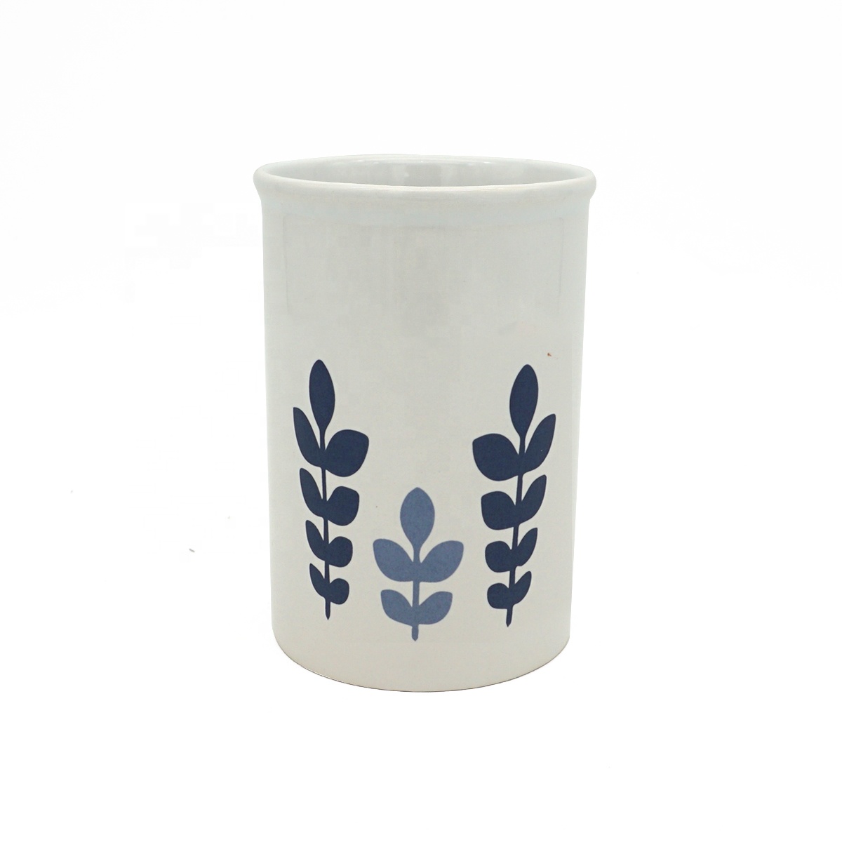 Food container custom logo straight body white modern household gift two-piece ceramic storage tank