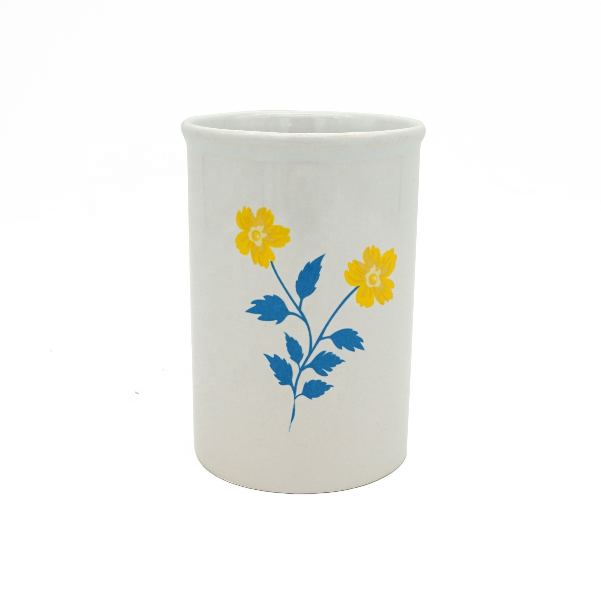 Food container custom logo straight body white modern household gift two-piece ceramic storage tank