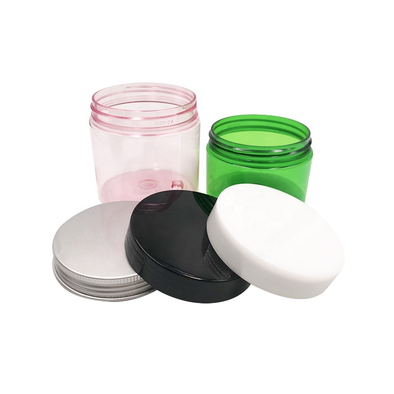 Food cosmetic container empty 100ml 120ml 150ml 200ml 250ml 300ml colorful clear amber green pink PET plastic jar with screw lid