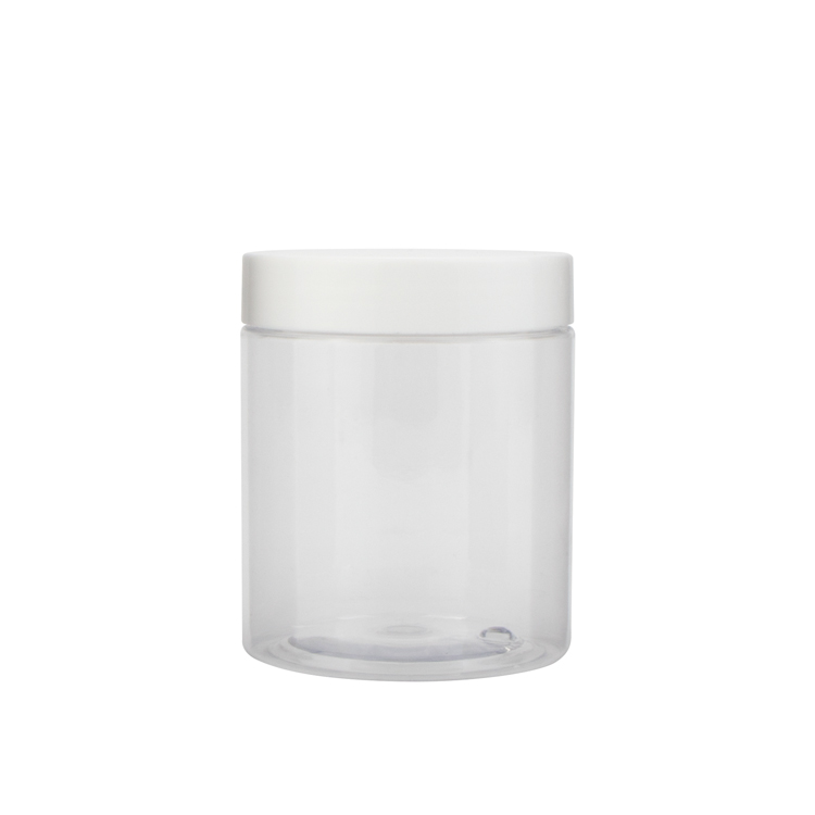Food grade 1 2 3 4 5 6 7 8 9 fl oz wide mouth packaging jar hemp round pet plastic storage containers with lid