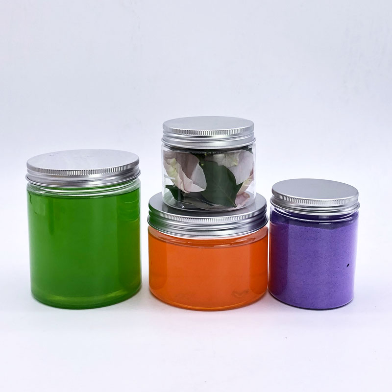 Food grade 100ML 150ML 200ML 300ML 400ML 500ML 750ML 1000ML clear PET plastic food jar with aluminum plastic screw cap