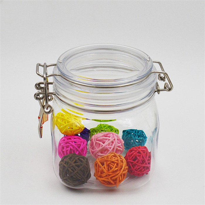 Food grade 1500ml square pet plastic kilner container jar for food preserving storage with metal clip closure