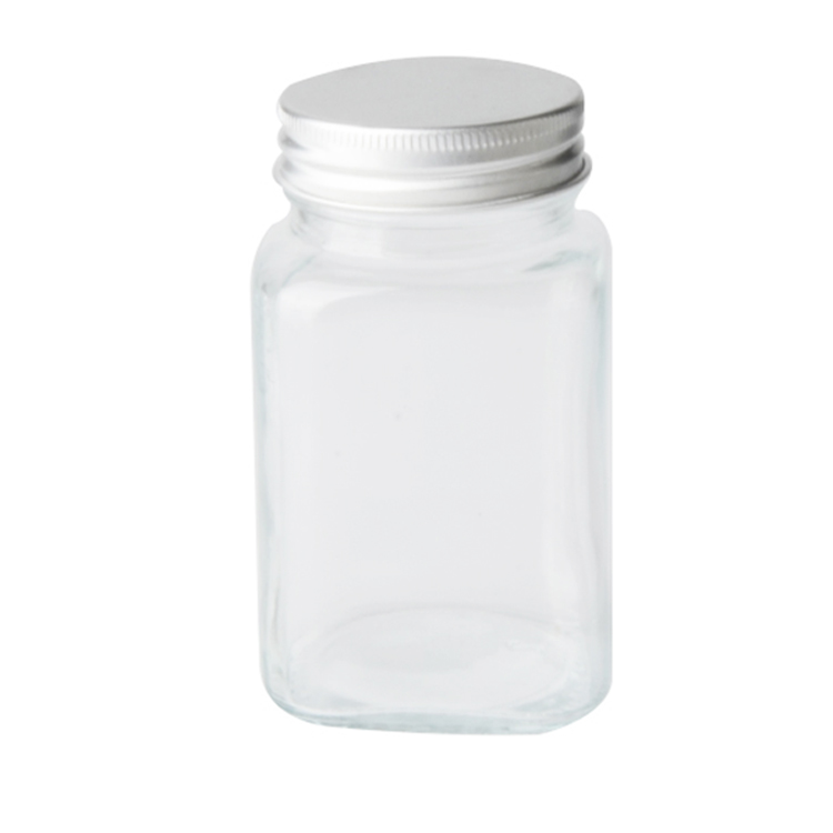 Food grade 200ml 380ml 500ml 730ml empty square glass honey jar with aluminum